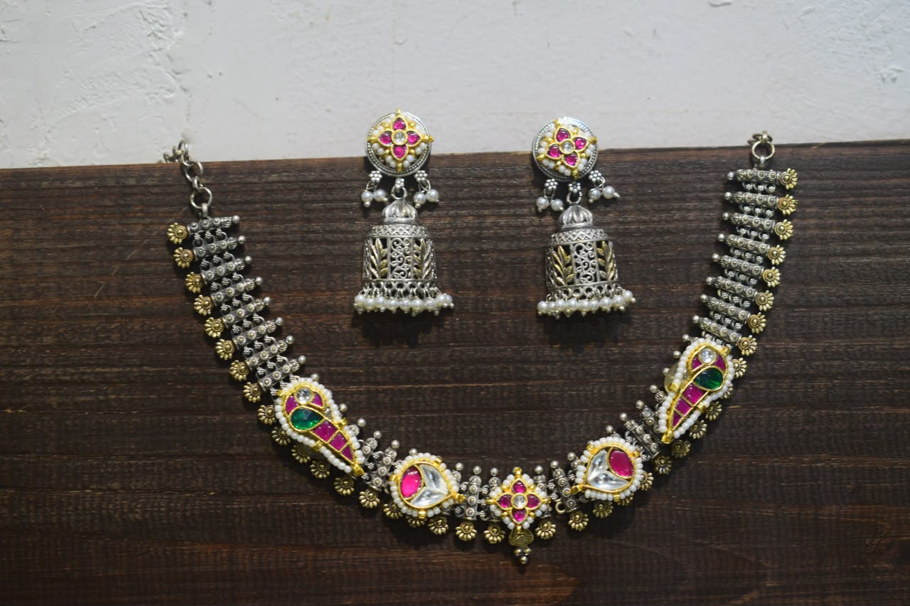 Oxidised Silver Jhumka Earrings